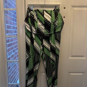 Elegant Black and Green Women's Straight Leg Pants